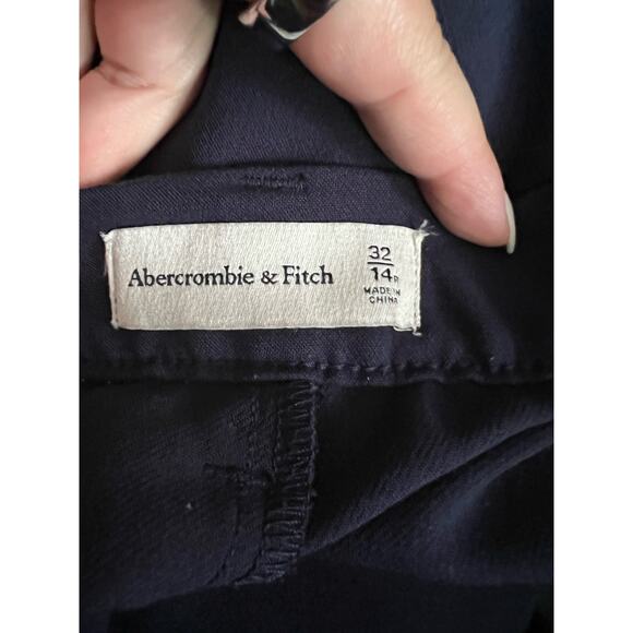 Abercrombie & Fitch Women's Tailored Straight Crossover Waist Pants Navy 32/14R - Picture 9 of 11